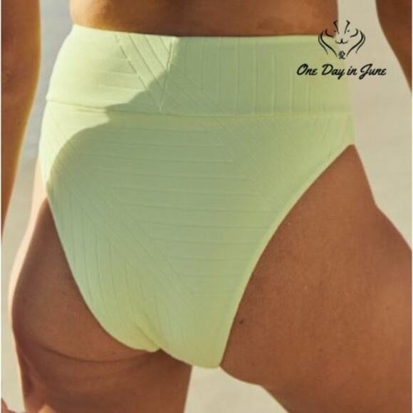 American Eagle Outfitters Aerie XO Ribbed High Cut Cheeky Bikini Bottom Size S - Picture 2 of 5